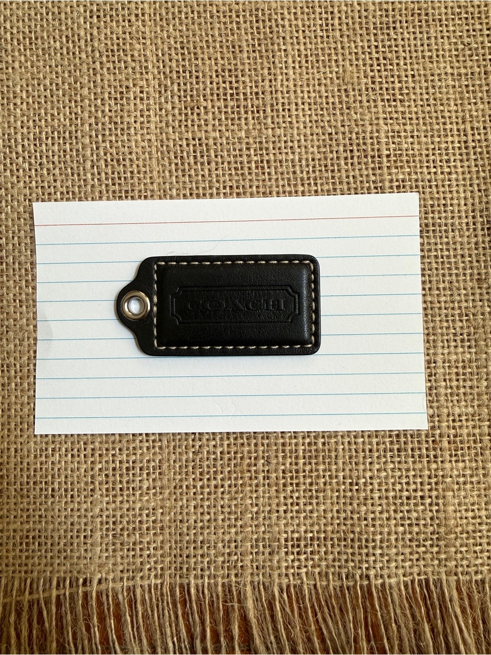 Coach Black Leather Luggage Tag with Silver Grommet